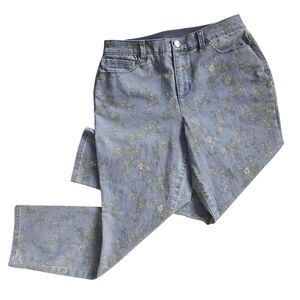 C & B Slimming Gray Floral Jeans Control 6 Coastal Grandmother Cottagecore  Boho